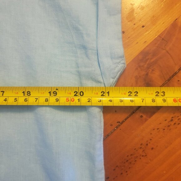 NWT! Orvis Women's Linen Blend Lt. Blue Capped Sleeve Button-up Blouse - Size L - Picture 7 of 11